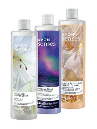 AVON Senses Simply Luxurious, Dancing Skies ve White Lily Duş Jeli Paketi