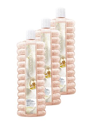 AVON Simply Luxurious Beyaz Şeftali ve Vanilya Orkide Kokulu Banyo Köpüğü 1 Lt. Üçlü Set