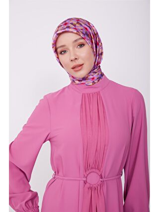 ARMİNE Pembe Beli Toka Detaylı Elbise 23K9704