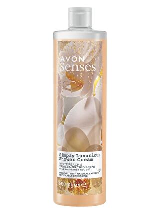 AVON Senses Simply Luxurious Beyaz Şeftali ve Vanilya Kokulu Krem Duş Jeli 500 Ml.