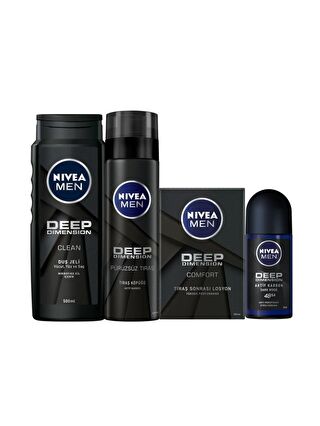 NIVEA Men Damat Çeyiz Seti Ve Nişan Bohçası Deep Dimension, Roll On Deodorant, Tıraş Köpüğü, Duş Jeli