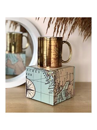 BAM HEDİYELİK EŞYA Sarı Özel Kutulu Our Adventure Mug Tasarımlı Gold Kupa