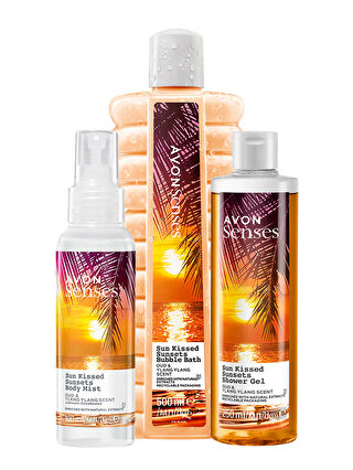 AVON Senses Sun Kissed Duş Jeli Banyo Köpüğü ve Vücut Spreyi Paketi