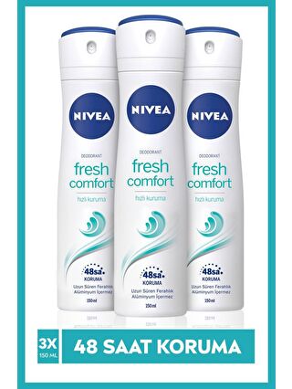 NIVEA Fresh Comfort Kadın Sprey Deodorant 150 ml X3 Adet, 48 Saat Koruma, Hızlı Kuruma