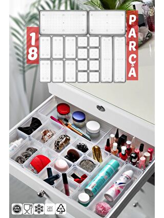 Nandy Home Beyaz 18 Parça Çekmece İçi Düzenleyici Organizer Set