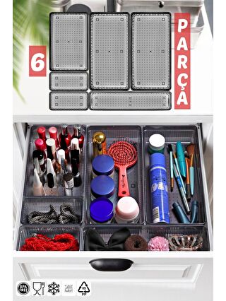 Nandy Home Gri 6 Parça Çekmece İçi Düzenleyici Organizer Set