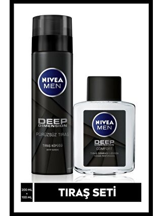 NIVEA Men Deep Tıraş Seti, Tıraş Köpüğü 200 ml, Tıraş Sonrası Losyon 100 ml, Kusursuz Tıraş