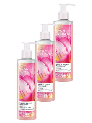 AVON Senses Sweat & Joyful Frezya ve Nar Kokulu Sıvı El Sabunu 250 Ml. Üçlü Set