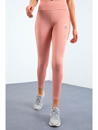 TOMMYLIFE Pembe Pudra Yüksek Bel Toparlayıcı Slim Fit Dar Paça Kadın Tayt - 94568