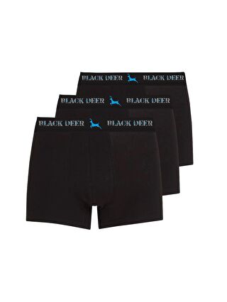 Black Deer Exclusive 3 Adet Erkek Pamuklu Esnek Boxer Siyah