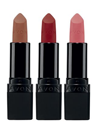 AVON Ultra Mat Marvellous Mocha, Red Supreme ve Pure Pink Üçlü Ruj Paketi