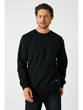 MMETALIC Siyah Erkek Basic Bisiklet Yaka Sweatshirt MTLC047