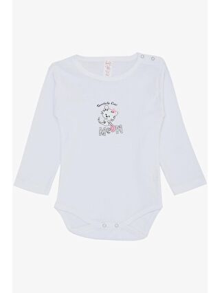 Breeze Kız Bebek Çıtçıtlı Zıbın Body Sevimli Bebek Kedicik Baskılı Beyaz (9 Ay-3 Yaş)