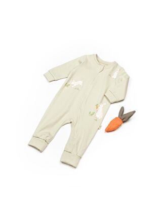 BabyCosy Organic Wear Ekru Bebek Fermuarlı Tulum %100 Organik Pamuk, Bebek ve Yenidoğan Serisi - CSY3045