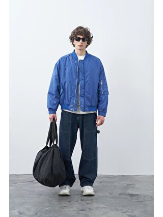 VAMOSCLO Mavi Saks Oversize Bomber Ceket