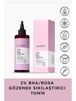 cos.kim %2 Bha+Gül Suyu Gözenek Sıkılaştırıcı Siyah Nokta Karşıtı Tonik 250ml