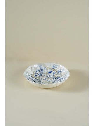 Bluenity Beyaz Antique Porselen Çukur/Bowl Tabağı Çok Renkli