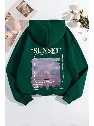 uyguntarz Yeşil Unisex Sunset Baskılı Sweatshirt