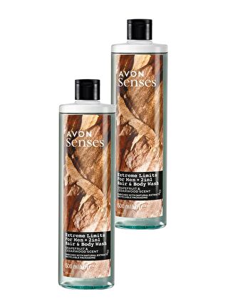 AVON Extreme Limits Greyfurt ve Sandal Kokulu Saç ve Vücut için Erkek Duş Jeli 500 Ml. İkili Set