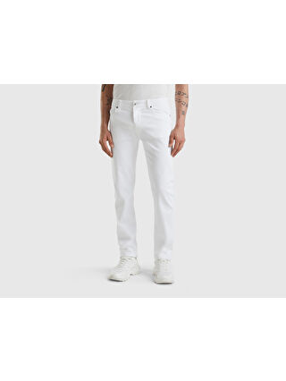 United Colors Of Benetton Erkek Beyaz Slim Fit Chino Denim Pantolon