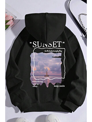 uyguntarz Siyah Unisex Sunset Baskılı Sweatshirt