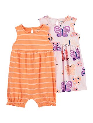 Carter's Turuncu Kız Bebek Kolsuz Tulum Set 2'li Paket