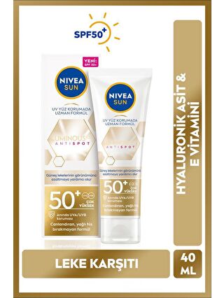 NIVEA Luminous630 Leke Karşıtı Güneş Koruyucu Yüz Kremi 40ml, SPF50, Hyalüronik Asit, E Vitamini, UVA/UVB