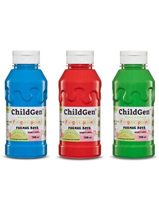 ChildGen Süper Yıkanabilir 3'lü Parmak Boya Seti (3x350ml) (Mavi-Yeşil-Kırmızı)