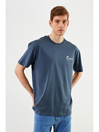 MMETALIC Gri Leo Erkek Oversize Tshirt %100 Pamuk Bisiklet Yaka Baskı Detaylı Basic Tişört MTLCE78