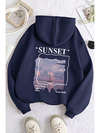 uyguntarz Lacivert Unisex Sunset Baskılı Sweatshirt