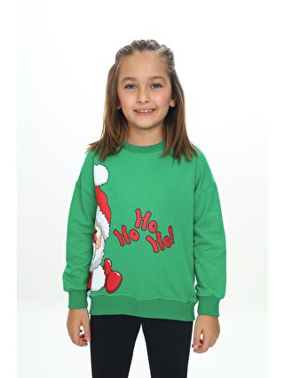 Toontoykids Yeşil Kız Çocuk Baskılı Sweatshirt