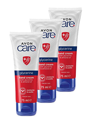 AVON Care Gliserin ve Badem Yağı İçeren El Kremi 75 Ml. Üçlü Set