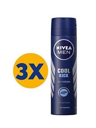 NIVEA Cool Kıck Erkek Deodorant 150 ml X 3