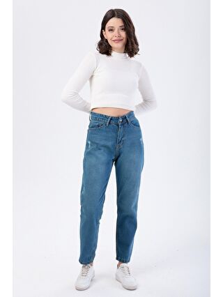 TOFİSA Orta Kadın Yeşil Yüksek Bel Mom Jeans - 23668