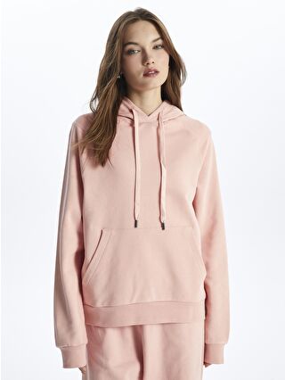 Dexia Pembe Kapüşonlu Rahat Kalıp Kalın Sweatshirt - Porto