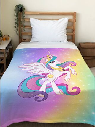 EVMİLA Karışık Sevimli Unicorn Desenli Soft Baskılı Tek Kişilik 150x220 Cm Battaniye