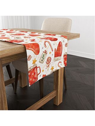 EVMİLA Karışık Yılbaşı Çorap 40x140 Cm Kadife Runner