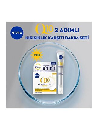 NIVEA Q10 2 Adı mlı Kırışıklık Karşıtı Bakım Seti, Gündüz Kremi Spf30 Ve Cilt Serumu 15 ml, Anında Etki