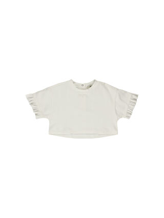 Panço Beyaz Kız Çocuk Crop T-Shirt