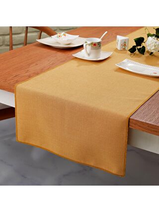 SCHAFER Sarı Home Bianca Keten Polyester Runner 40x160-Hardal