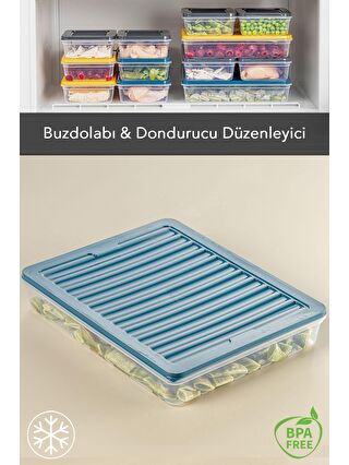 Meleni Home Buzdolabı Organizer Mikrodalga Ve Difrize Uygun Saklama Kabı Petrol 1 X 2400ml