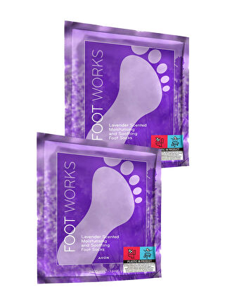 AVON Foot Works Lavanta Kokulu Nemlendirici ve Rahatlatıcı Ayak Çorabı İkili Set