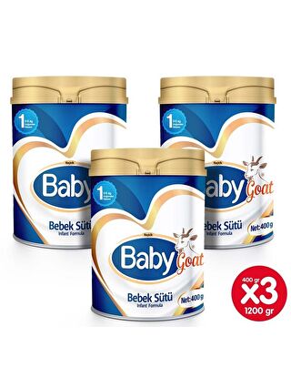 Baby Goat 1 Keçi Sütü Bazlı Bebek Sütü 400 gr x 3 Adet