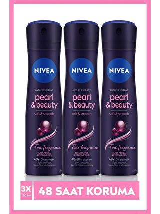 NIVEA Kadın Sprey Deodorant Pearl&Beauty Fine Fragrance, 48 Saat Anti-Perspirant Koruma 150 mlx3 Adet