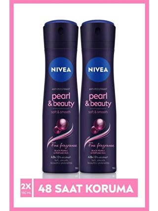 NIVEA Kadın Sprey Deodorant Pearl&Beauty Fine Fragrance, 48 Saat Koruma Ve Parfüm Etkisi 150 ml x2 Adet