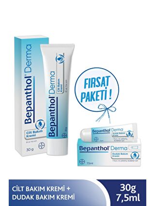 Bepanthol Cilt Kremi 30 gr + Dudak Kremi 7,5 ml l Avantajlı Günlük Bakım Seti