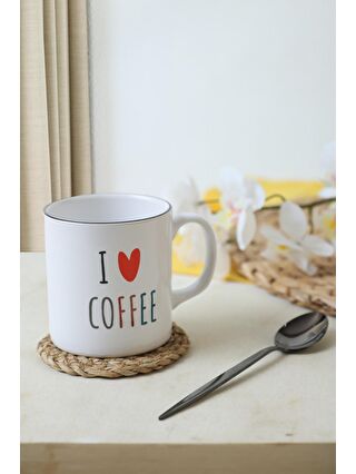 Keramika Beyaz I Love Coffee Silindir Kupa 10 Cm