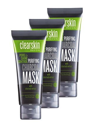 AVON Clearskin Pore Shine Kömür Maske 75 Ml. Üçlü Set