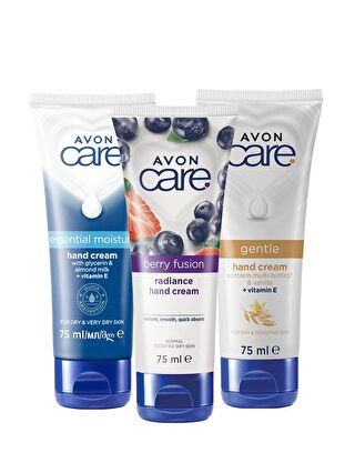 AVON Care Gliserin ve Badem Sütü, Vanilya Içeren E Vitaminli ve Yabanmersinli El Kremi Paketi