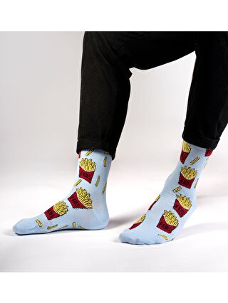 OZZY SOCKS Mavi Fries Desenli Çorap